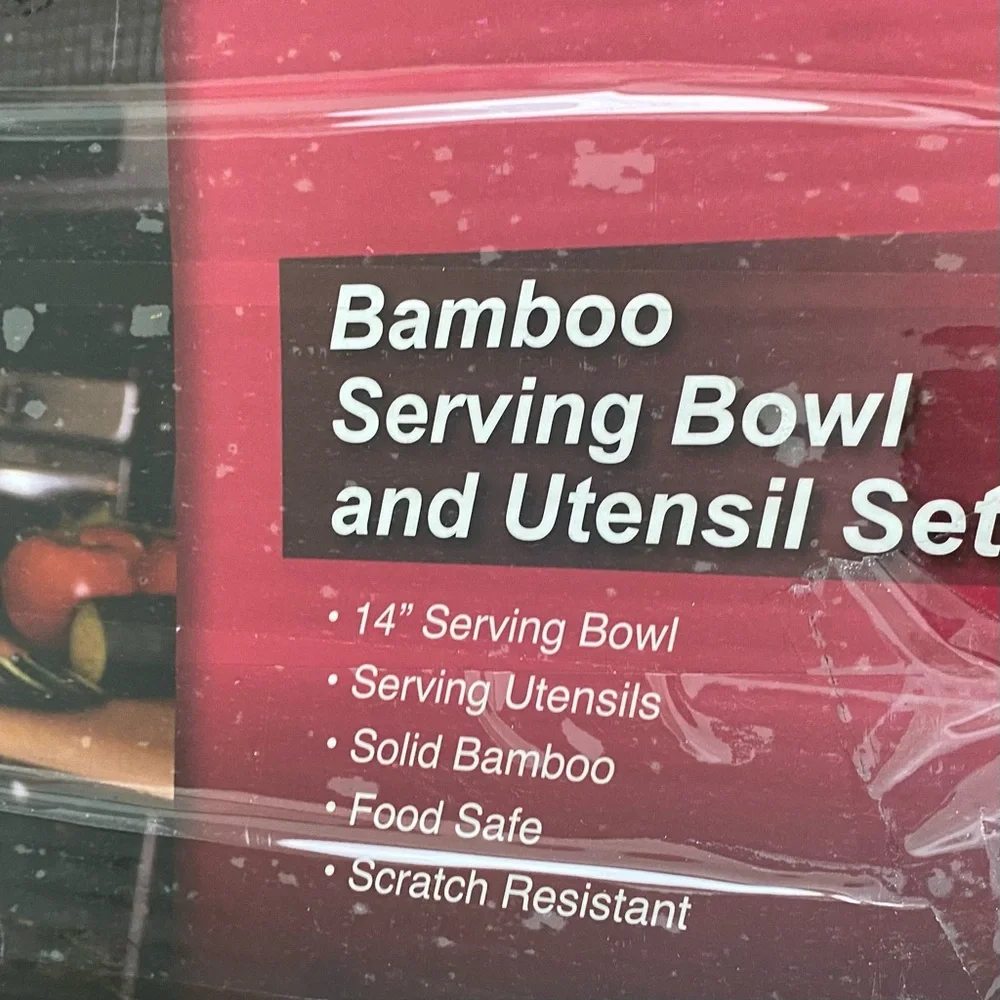 Island Bamboo Salad Serving Bowl with Utensils